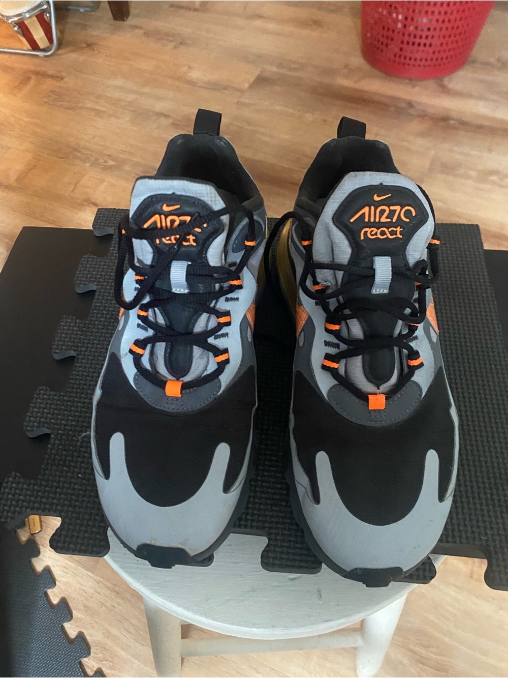 Nike Air Max 270 React-Inspired Sneakers in Gray & Orange